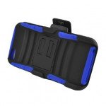 Wholesale iPhone 5 Silicon+PC Dual Hybrid Case with Stand and Holster Clip (Black-Blue)